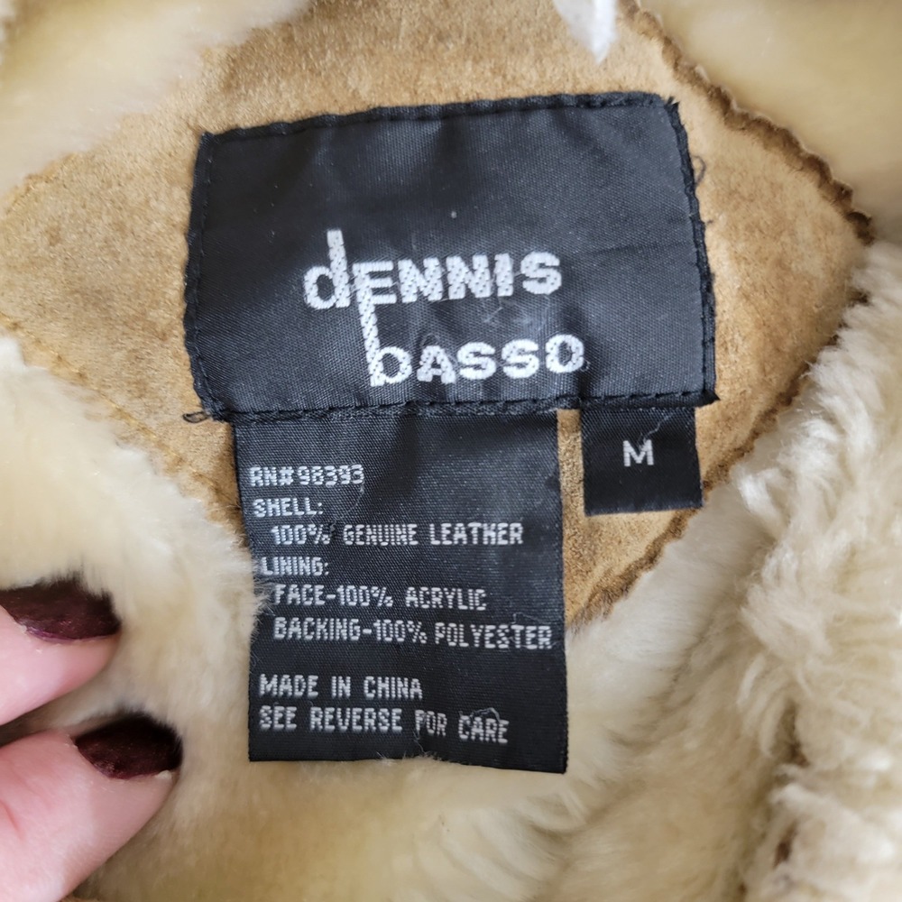 VTG Dennis Basso Genuine Suede Faux Sherpa Lined Jacket Tan Shearling Collar M - Picture 3 of 16